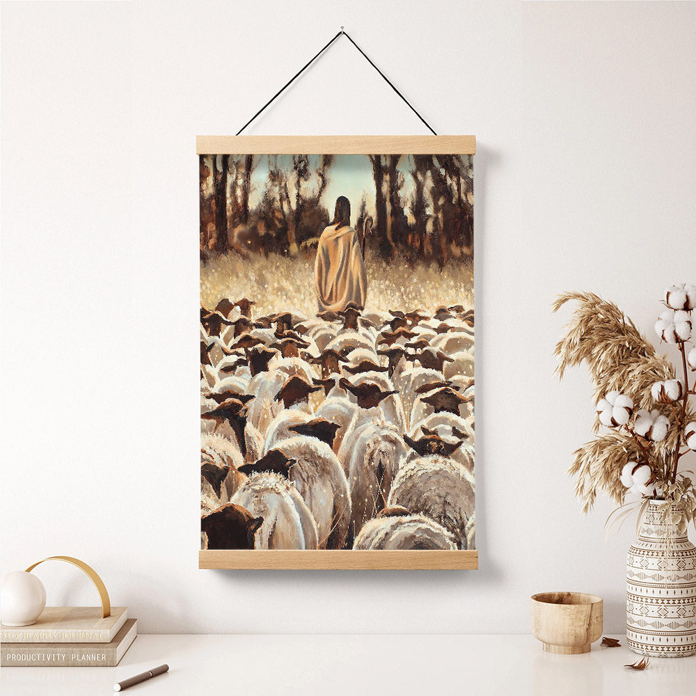 Jesus And The Lamb Picture - Be Ye Followers Of Me Portrait Hanging Canvas Wall Art - Christian Wall Decor - Religious Canvas