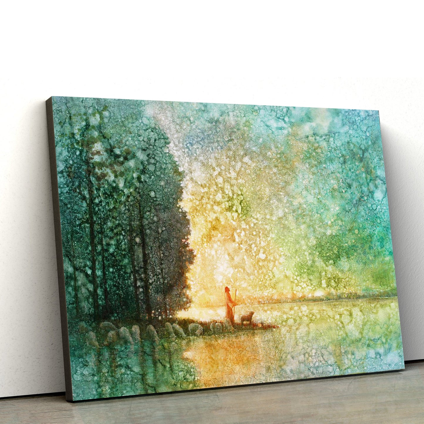 Jesus And The Lamb Picture - Beside Quiet Waters Canvas Wall Art - Christian Wall Decor