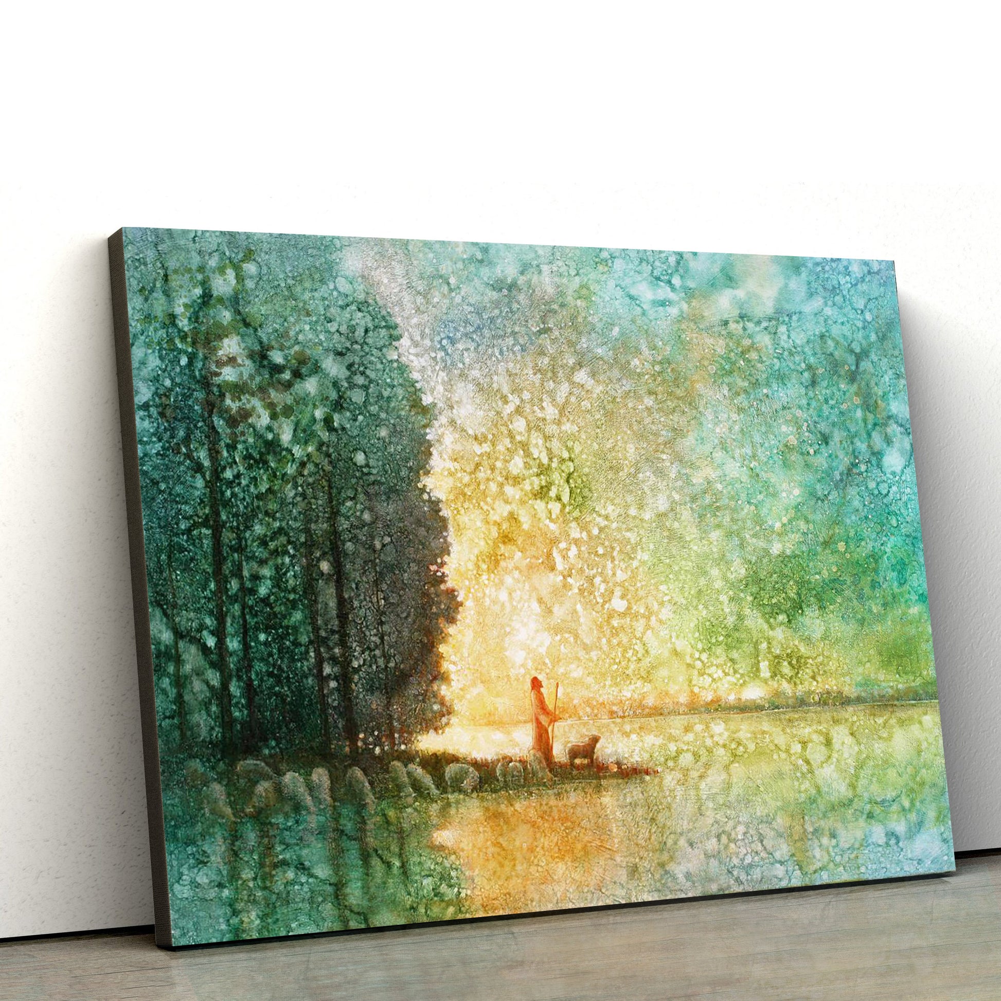 Jesus And The Lamb Picture - Beside Quiet Waters Canvas Wall Art - Christian Wall Decor