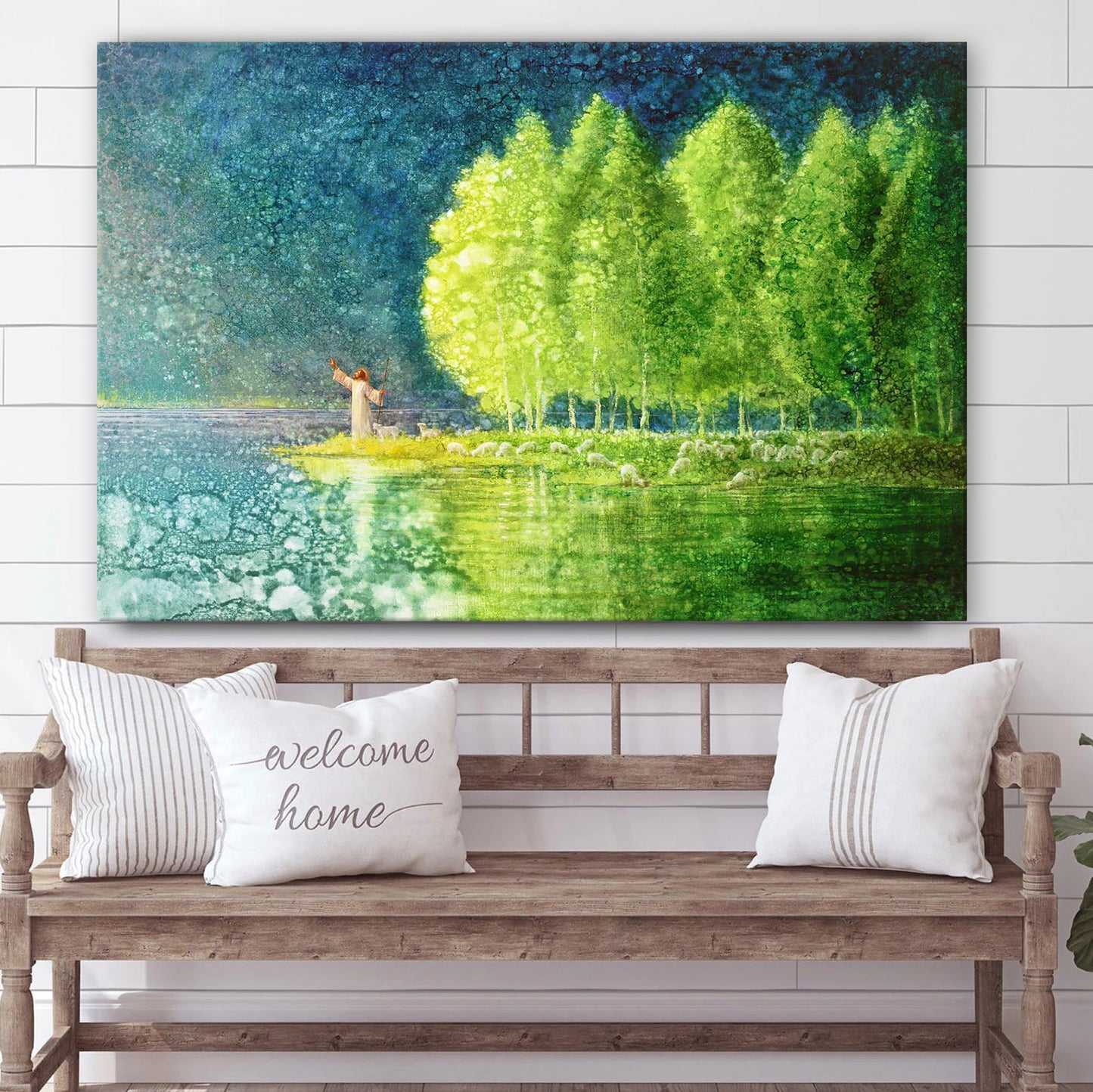 Jesus And The Lamb Picture - Beside Still Waters Canvas Wall Art - Christian Wall Decor