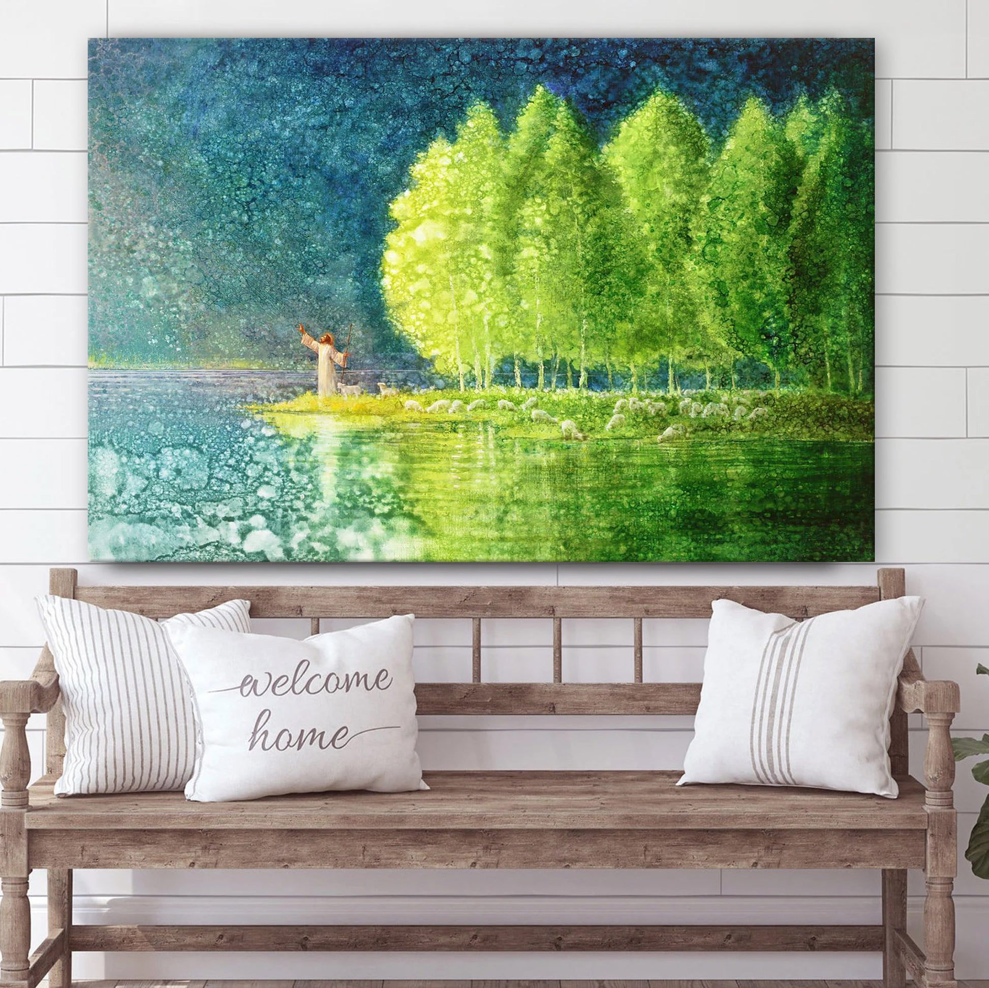 Jesus And The Lamb Picture - Beside Still Waters Canvas Wall Art - Christian Wall Decor