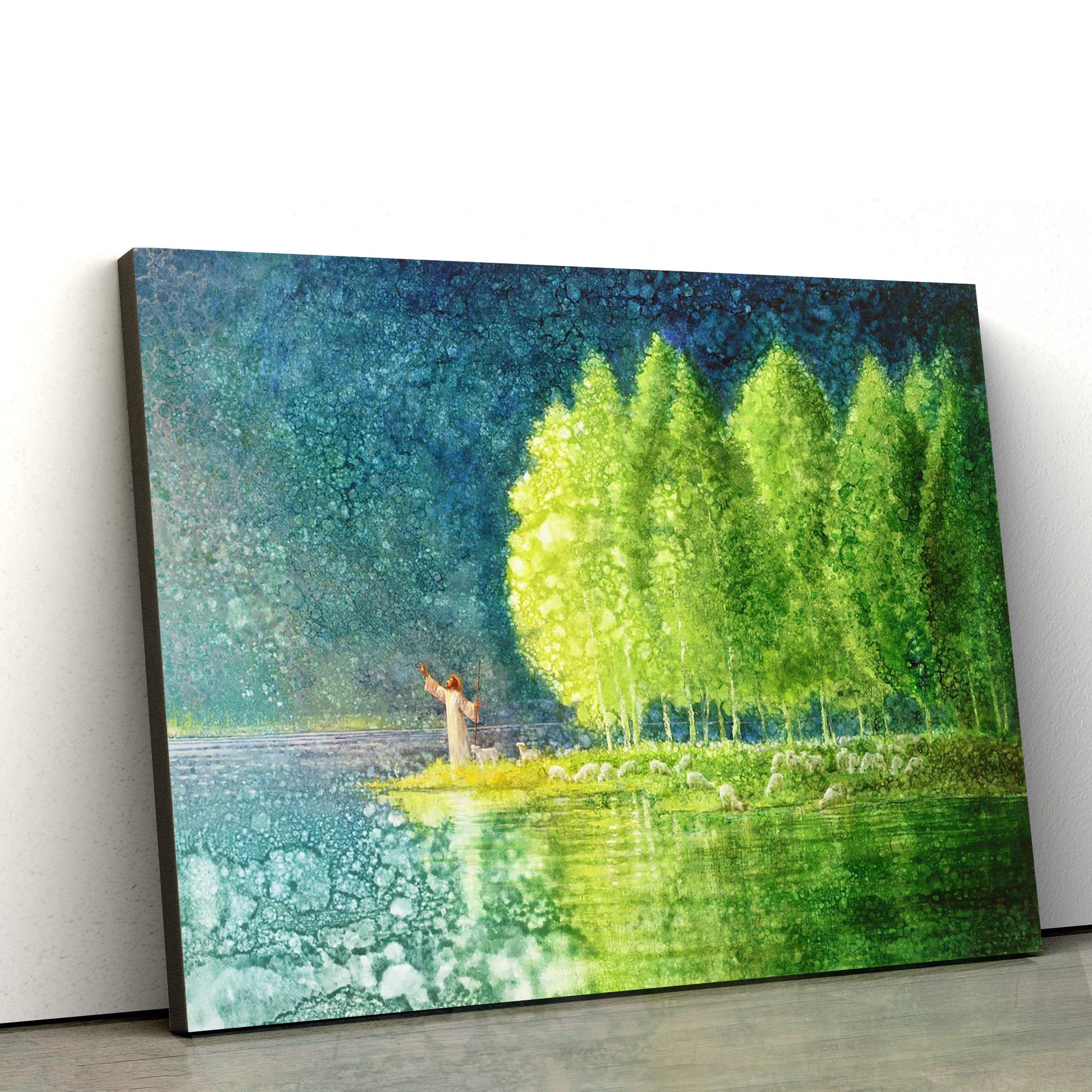 Jesus And The Lamb Picture - Beside Still Waters Canvas Wall Art - Christian Wall Decor