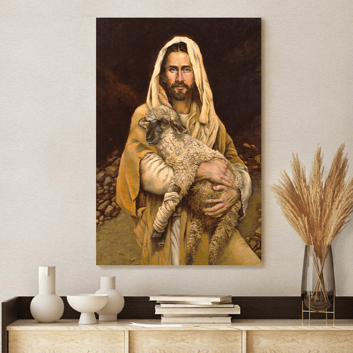 Jesus And The Lamb Picture - Bind Up The Broken Hearted Portrait Canvas Wall Art - Christian Wall Decor