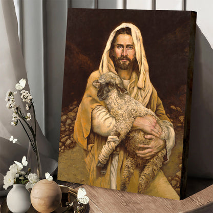 Jesus And The Lamb Picture - Bind Up The Broken Hearted Portrait Canvas Wall Art - Christian Wall Decor