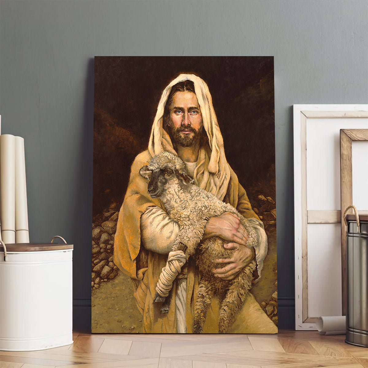 Jesus And The Lamb Picture - Bind Up The Broken Hearted Portrait Canvas Wall Art - Christian Wall Decor