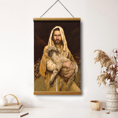 Jesus And The Lamb Picture - Bind Up The Broken Hearted Portrait Hanging Canvas Wall Art - Christian Wall Decor - Religious Canvas