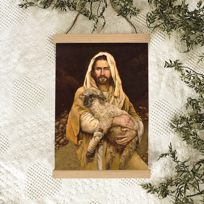 Jesus And The Lamb Picture - Bind Up The Broken Hearted Portrait Hanging Canvas Wall Art - Christian Wall Decor - Religious Canvas