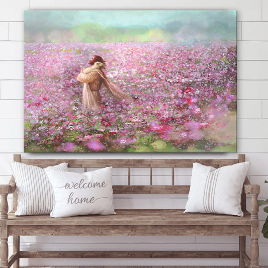 Jesus And The Lamb Picture - Calming Embrace Canvas Wall Art - Christian Wall Decor
