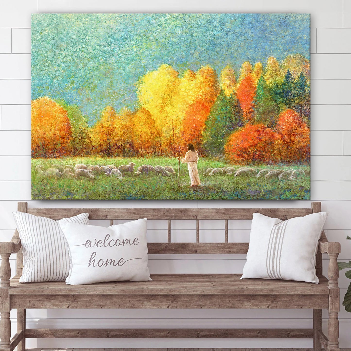 Jesus And The Lamb Picture - Changing Seasons Canvas Wall Art - Christian Wall Decor