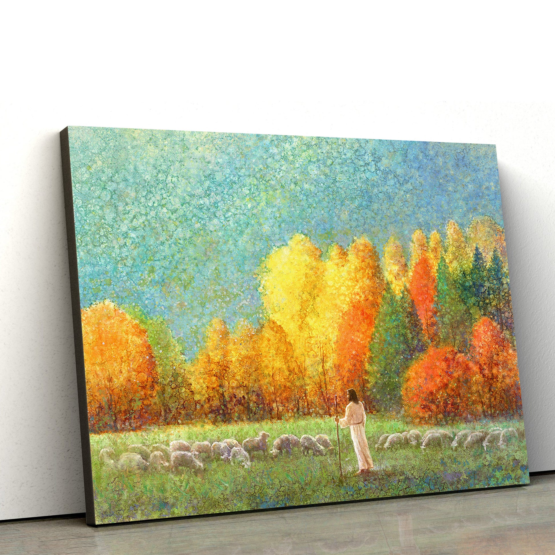 Jesus And The Lamb Picture - Changing Seasons Canvas Wall Art - Christian Wall Decor