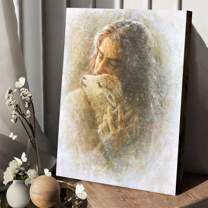 Jesus And The Lamb Picture - Comfort Eternal Portrait Canvas Wall Art - Christian Wall Decor