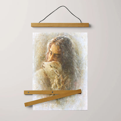 Jesus And The Lamb Picture - Comfort Eternal Portrait Hanging Canvas Wall Art - Christian Wall Decor - Religious Canvas