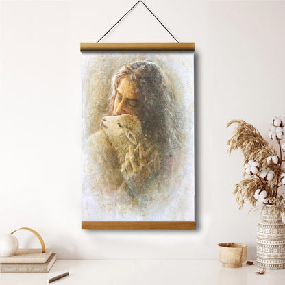 Jesus And The Lamb Picture - Comfort Eternal Portrait Hanging Canvas Wall Art - Christian Wall Decor - Religious Canvas
