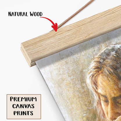 Jesus And The Lamb Picture - Comfort Eternal Portrait Hanging Canvas Wall Art - Christian Wall Decor - Religious Canvas