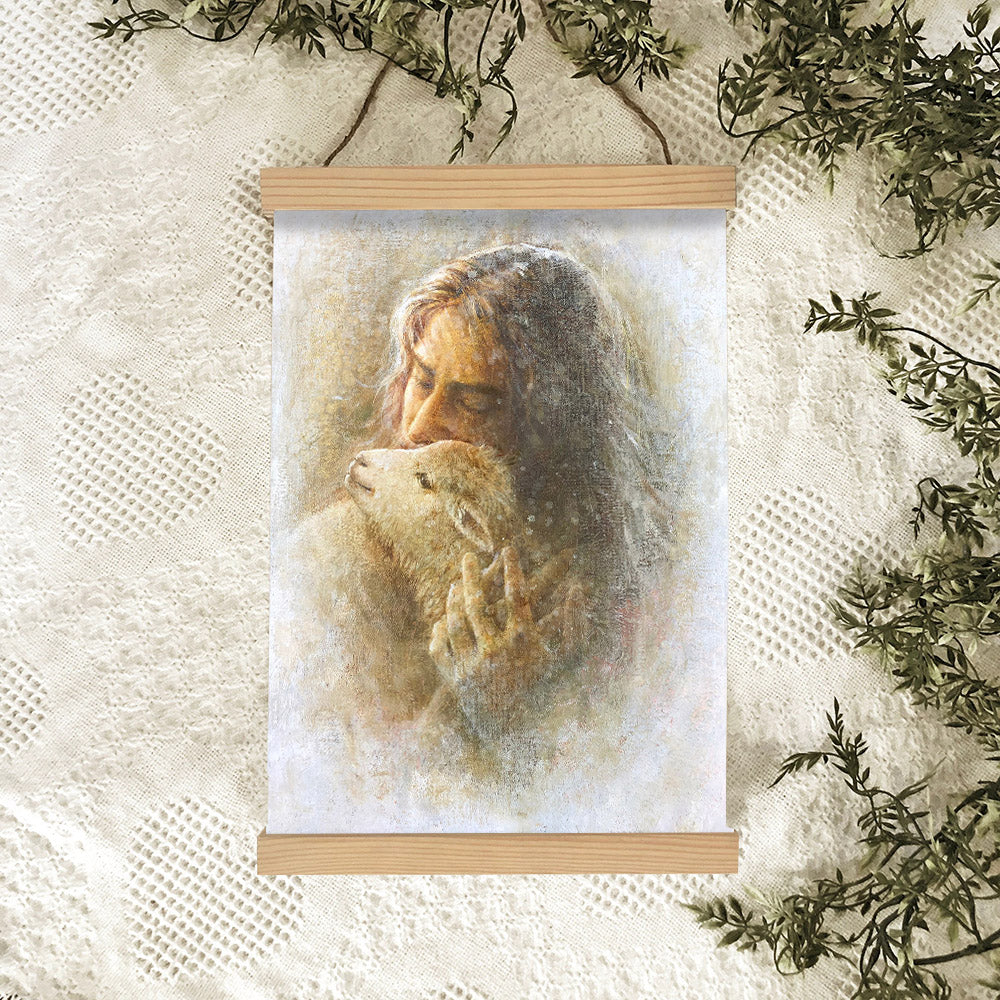 Jesus And The Lamb Picture - Comfort Eternal Portrait Hanging Canvas Wall Art - Christian Wall Decor - Religious Canvas