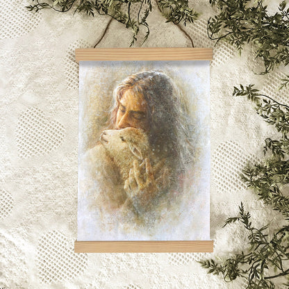 Jesus And The Lamb Picture - Comfort Eternal Portrait Hanging Canvas Wall Art - Christian Wall Decor - Religious Canvas