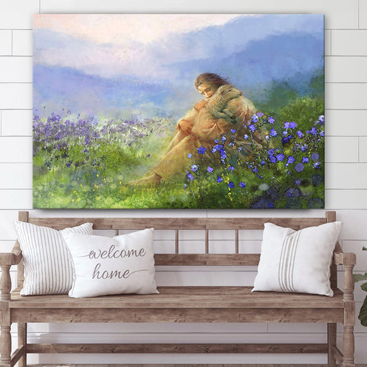 Jesus And The Lamb Picture - Comforter Canvas Wall Art - Christian Wall Decor
