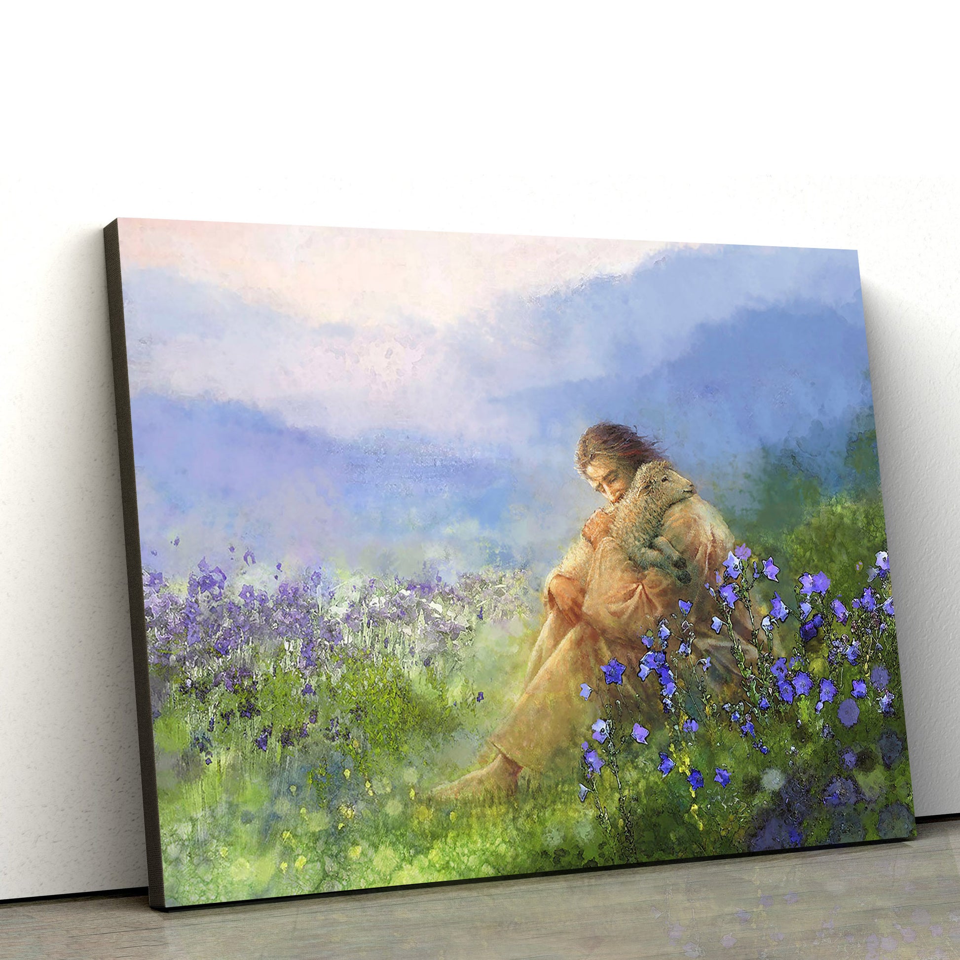 Jesus And The Lamb Picture - Comforter Canvas Wall Art - Christian Wall Decor