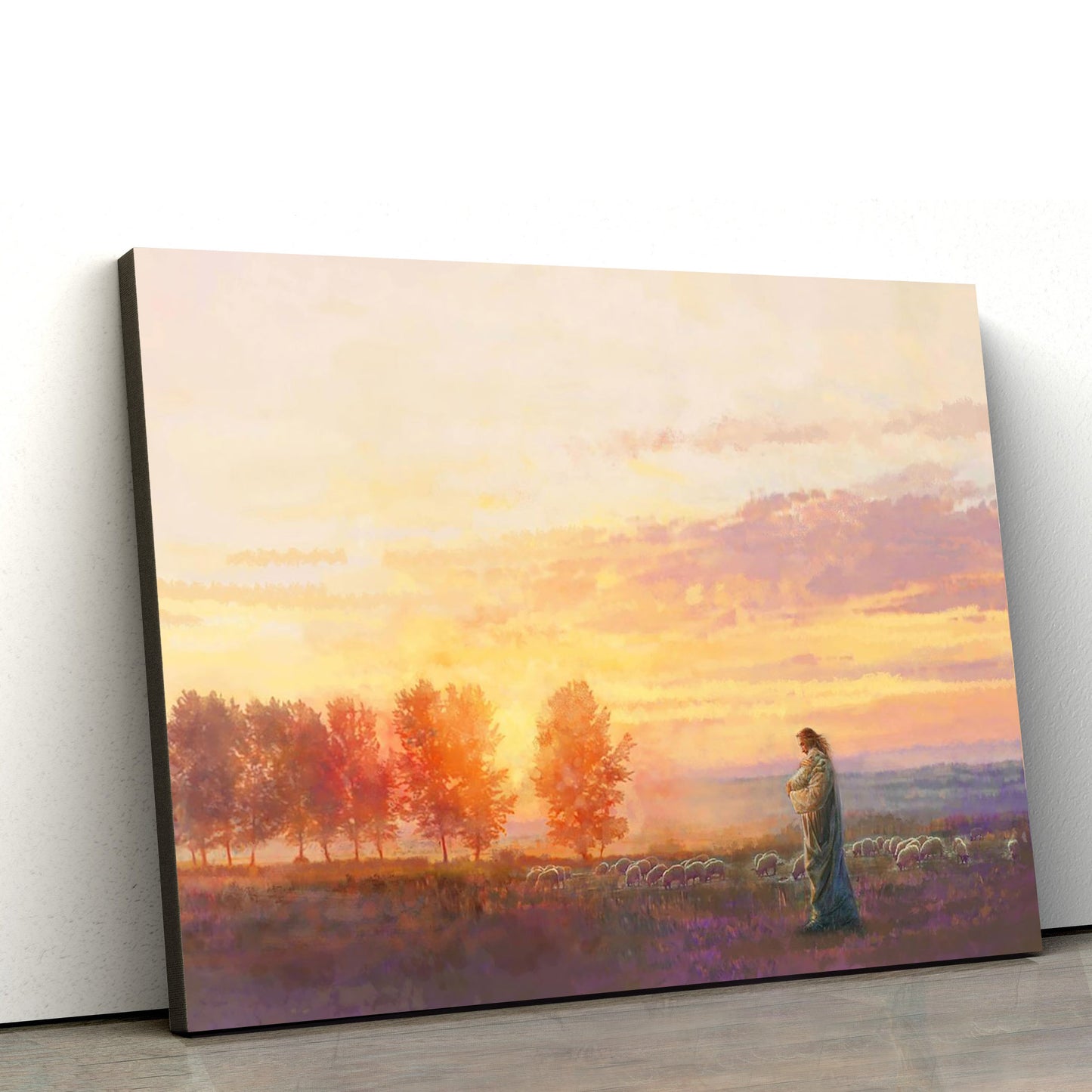 Jesus And The Lamb Picture - Eventide Canvas Wall Art - Christian Wall Decor