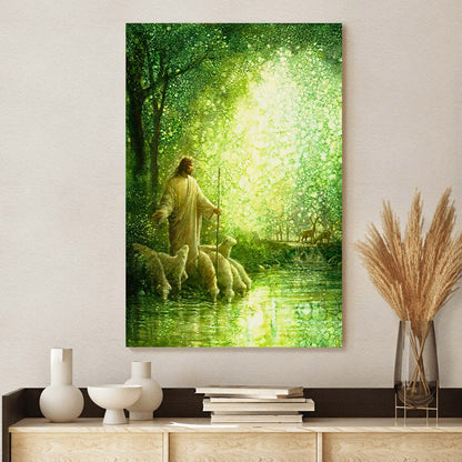 Jesus And The Lamb Picture - Feed My Sheep Portrait Canvas Wall Art - Christian Wall Decor