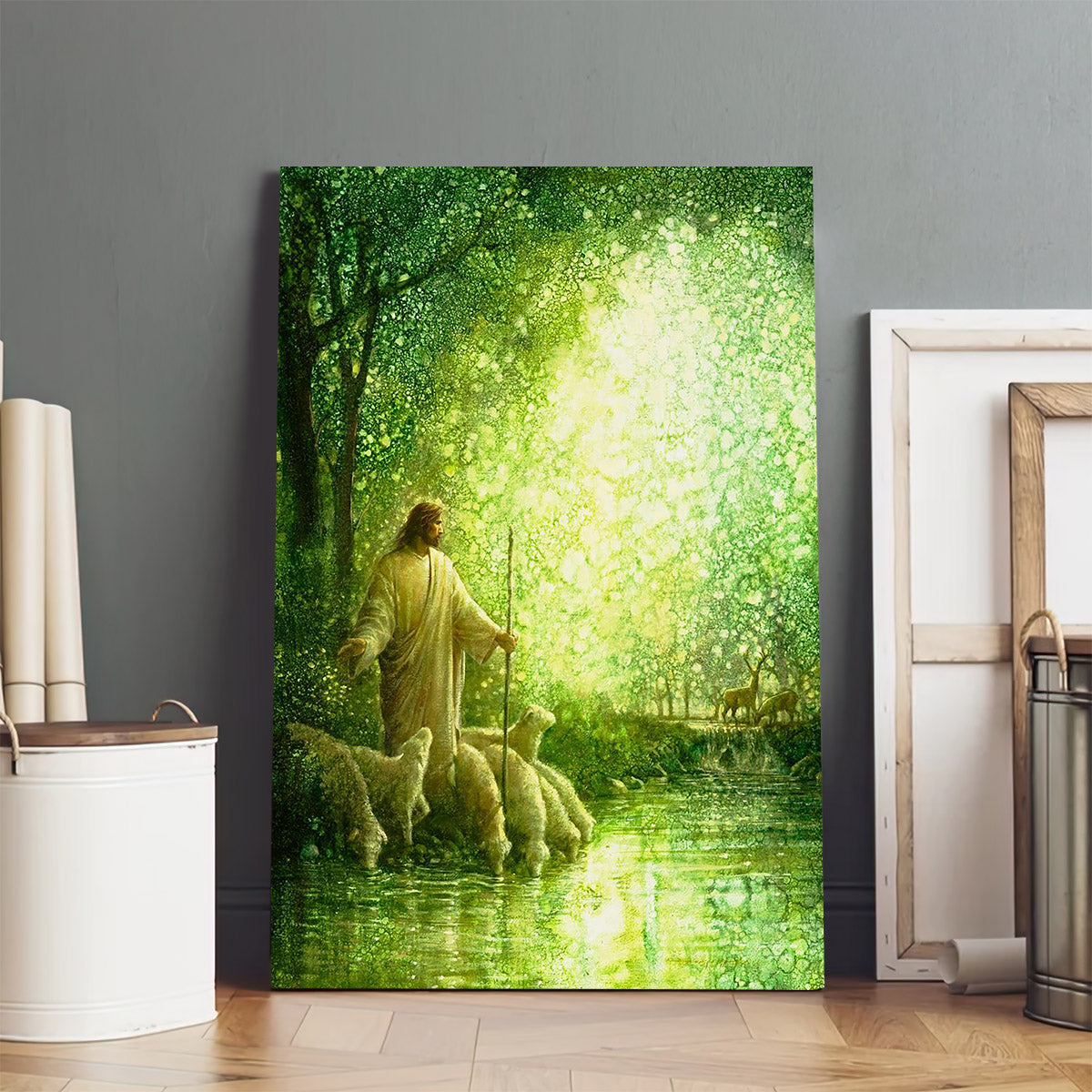 Jesus And The Lamb Picture - Feed My Sheep Portrait Canvas Wall Art - Christian Wall Decor