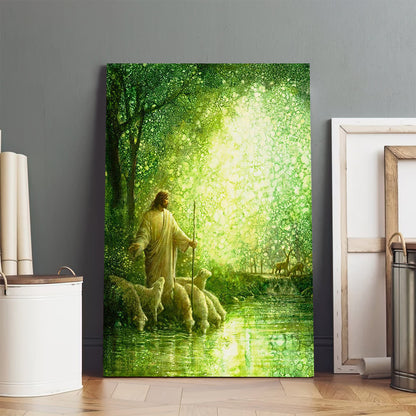 Jesus And The Lamb Picture - Feed My Sheep Portrait Canvas Wall Art - Christian Wall Decor