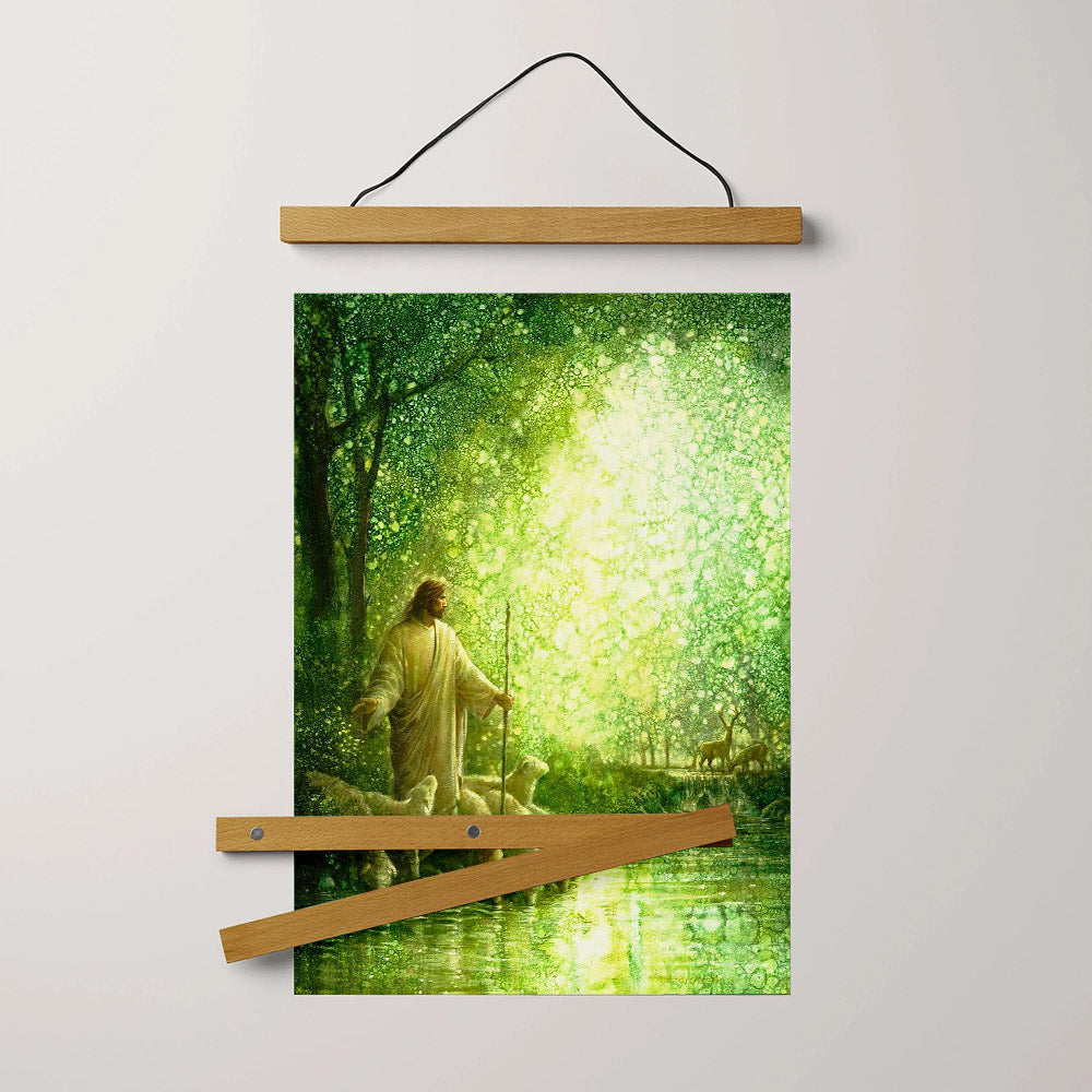 Jesus And The Lamb Picture - Feed My Sheep Portrait Hanging Canvas Wall Art - Christian Wall Decor - Religious Canvas