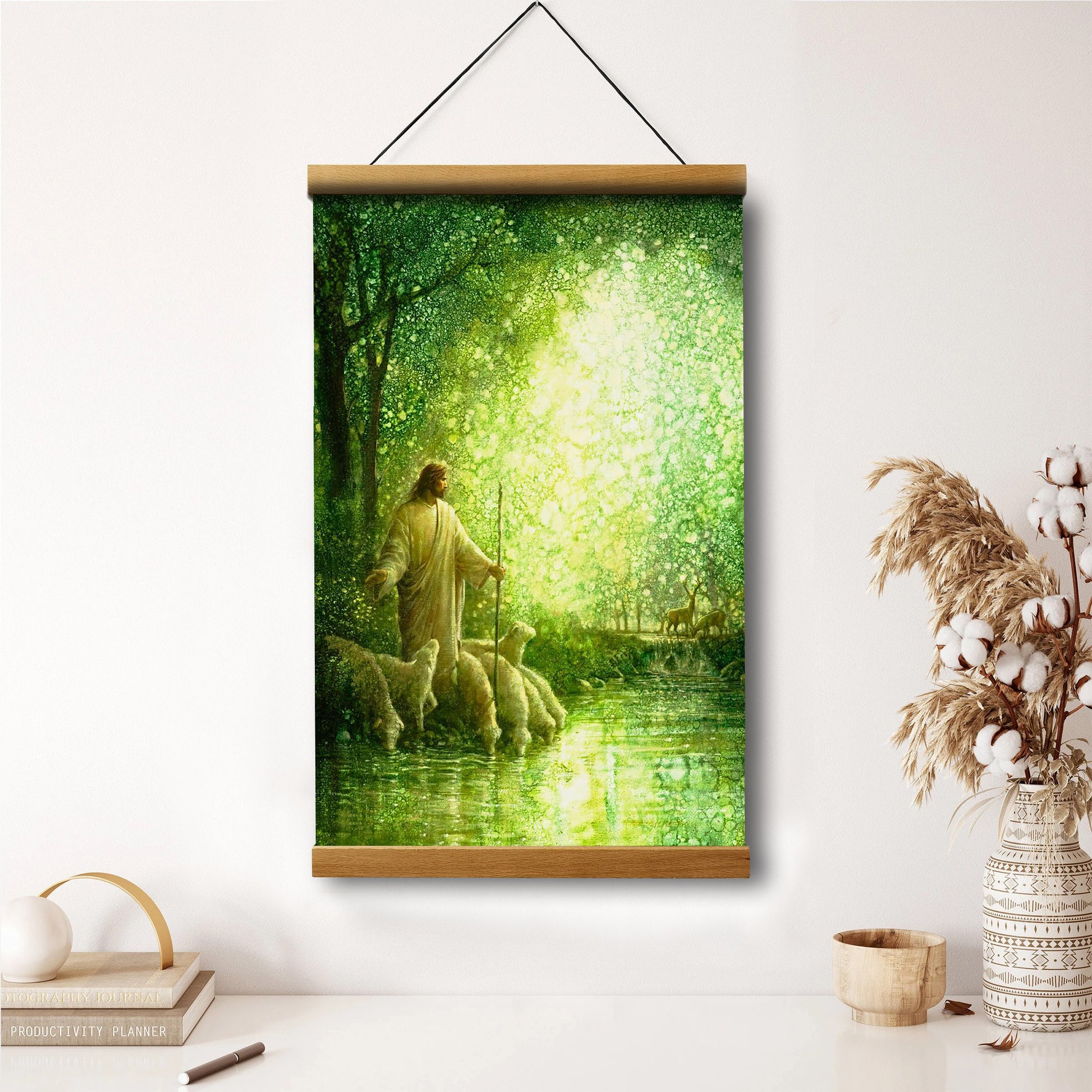 Jesus And The Lamb Picture - Feed My Sheep Portrait Hanging Canvas Wall Art - Christian Wall Decor - Religious Canvas