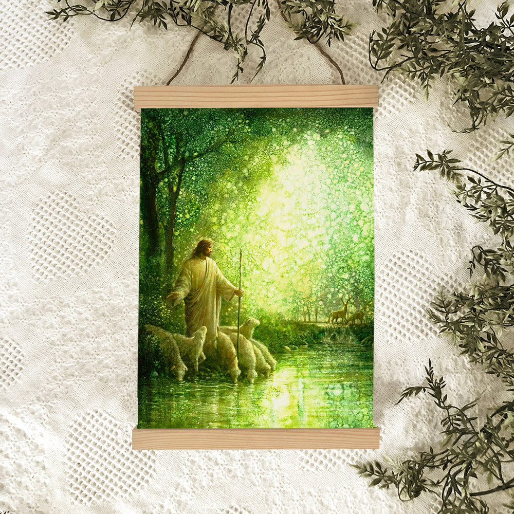 Jesus And The Lamb Picture - Feed My Sheep Portrait Hanging Canvas Wall Art - Christian Wall Decor - Religious Canvas