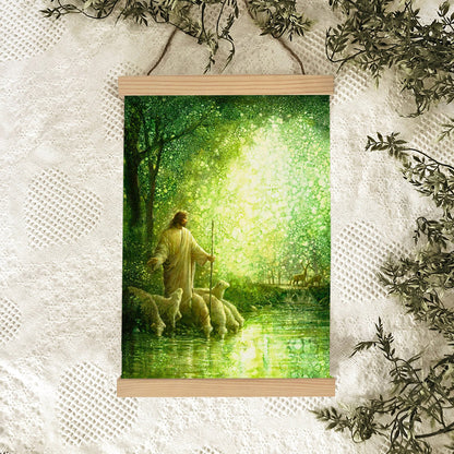 Jesus And The Lamb Picture - Feed My Sheep Portrait Hanging Canvas Wall Art - Christian Wall Decor - Religious Canvas