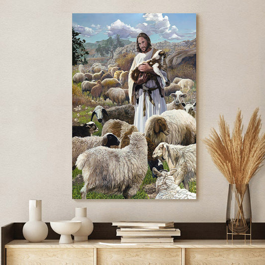 Jesus And The Lamb Picture - Finding The One Portrait Canvas Wall Art - Christian Wall Decor