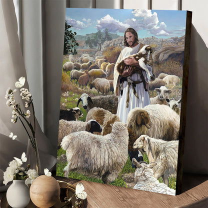Jesus And The Lamb Picture - Finding The One Portrait Canvas Wall Art - Christian Wall Decor