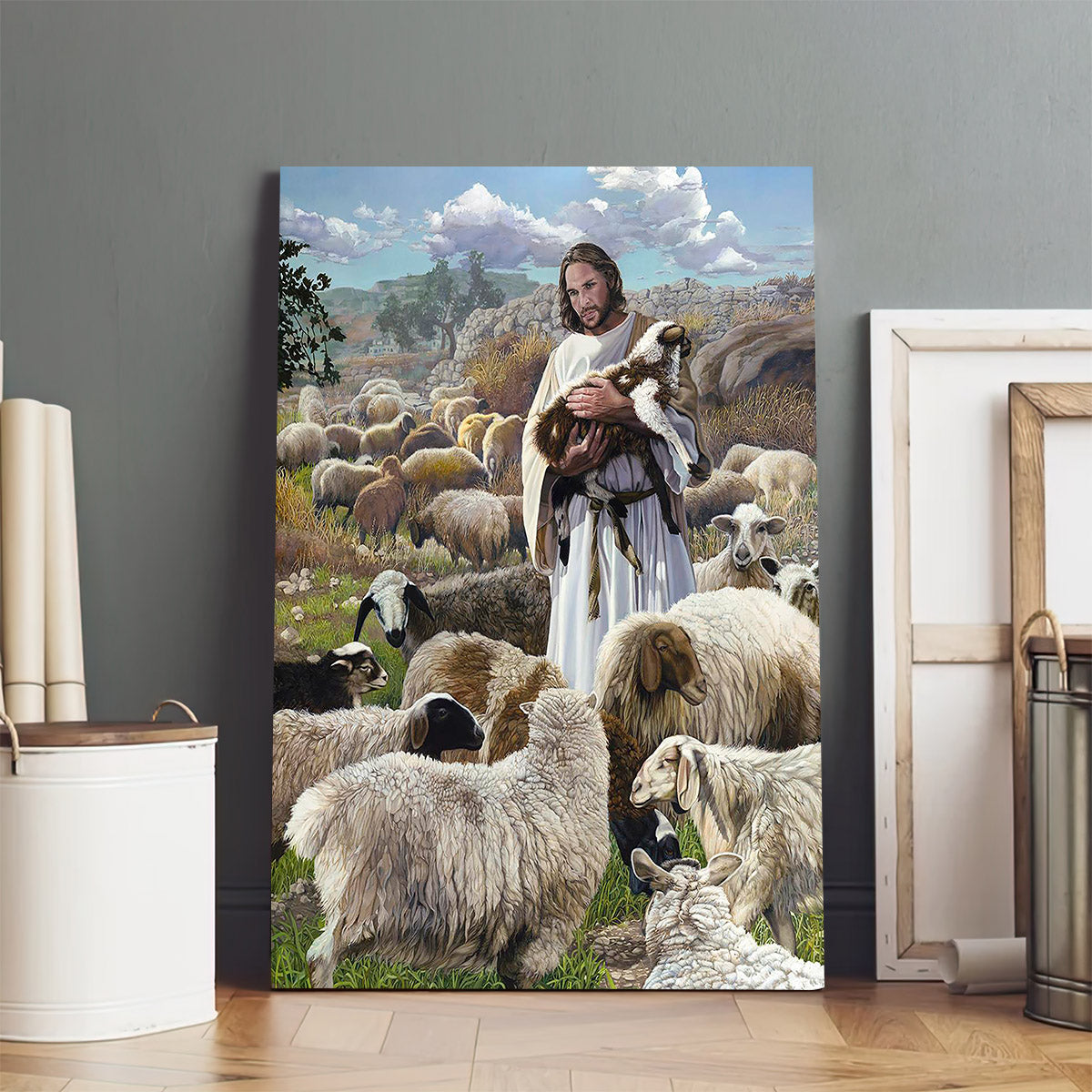Jesus And The Lamb Picture - Finding The One Portrait Canvas Wall Art - Christian Wall Decor