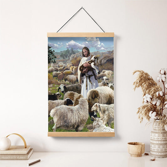 Jesus And The Lamb Picture - Finding The One Portrait Hanging Canvas Wall Art - Christian Wall Decor - Religious Canvas