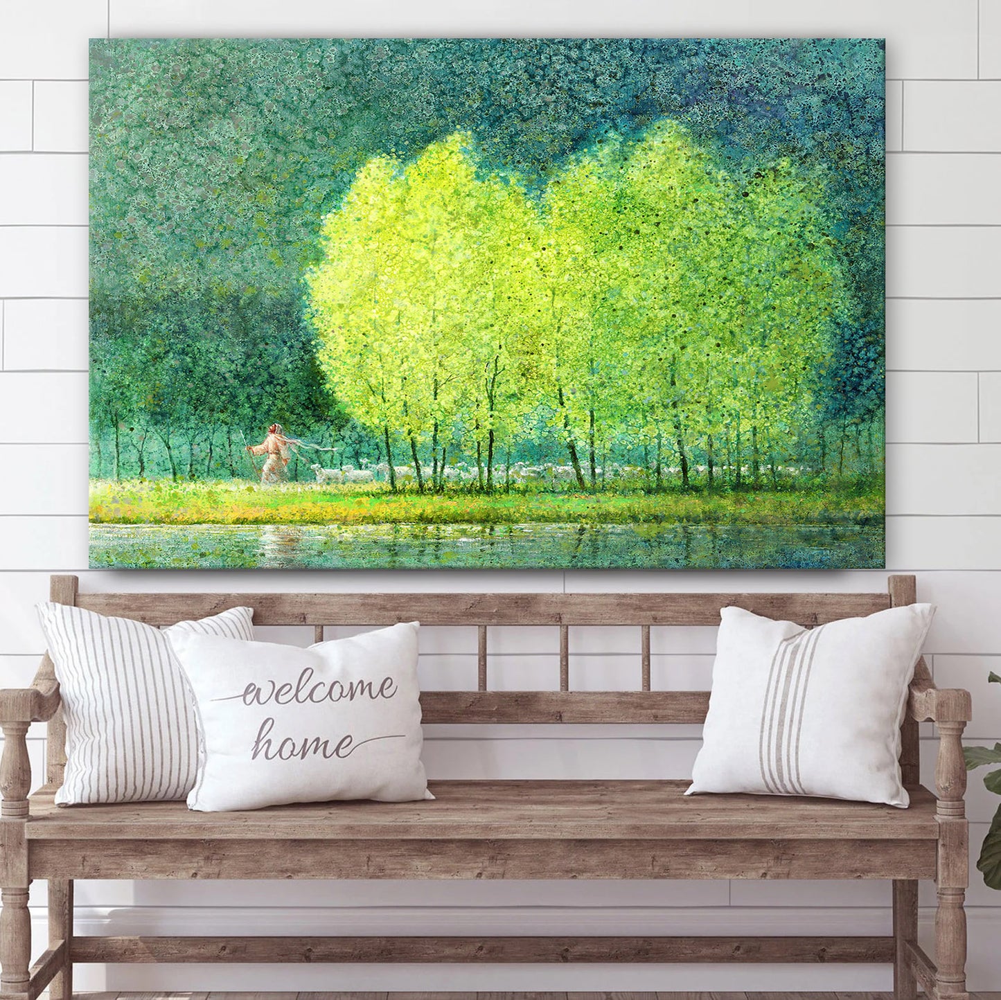 Jesus And The Lamb Picture - Follow In His Footsteps Canvas Wall Art - Christian Wall Decor