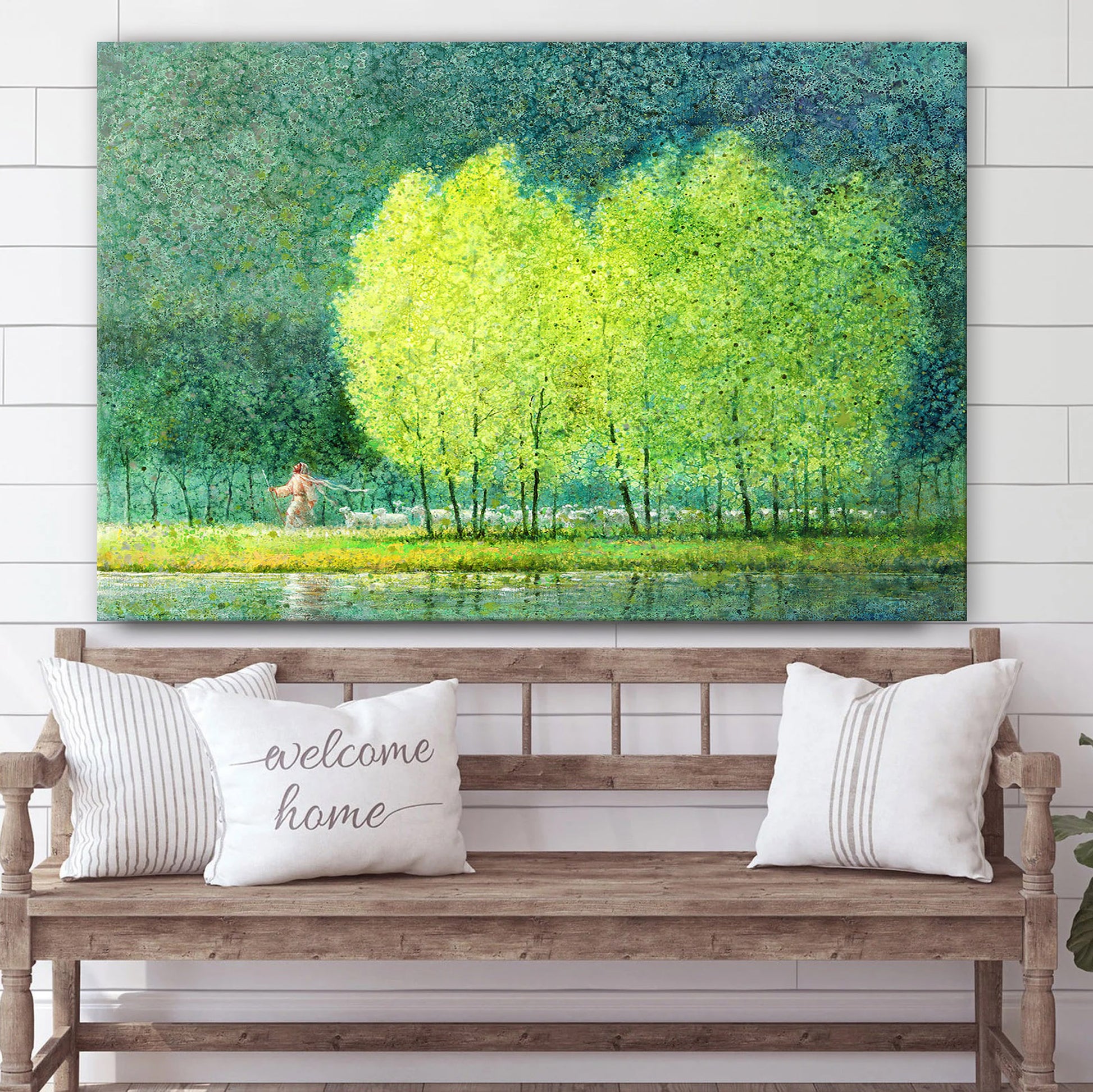 Jesus And The Lamb Picture - Follow In His Footsteps Canvas Wall Art - Christian Wall Decor