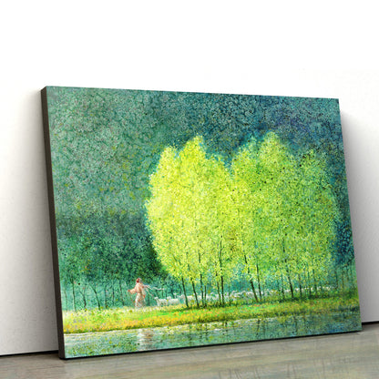 Jesus And The Lamb Picture - Follow In His Footsteps Canvas Wall Art - Christian Wall Decor