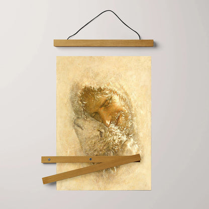 Jesus And The Lamb Picture - Found Portrait Hanging Canvas Wall Art - Christian Wall Decor - Religious Canvas