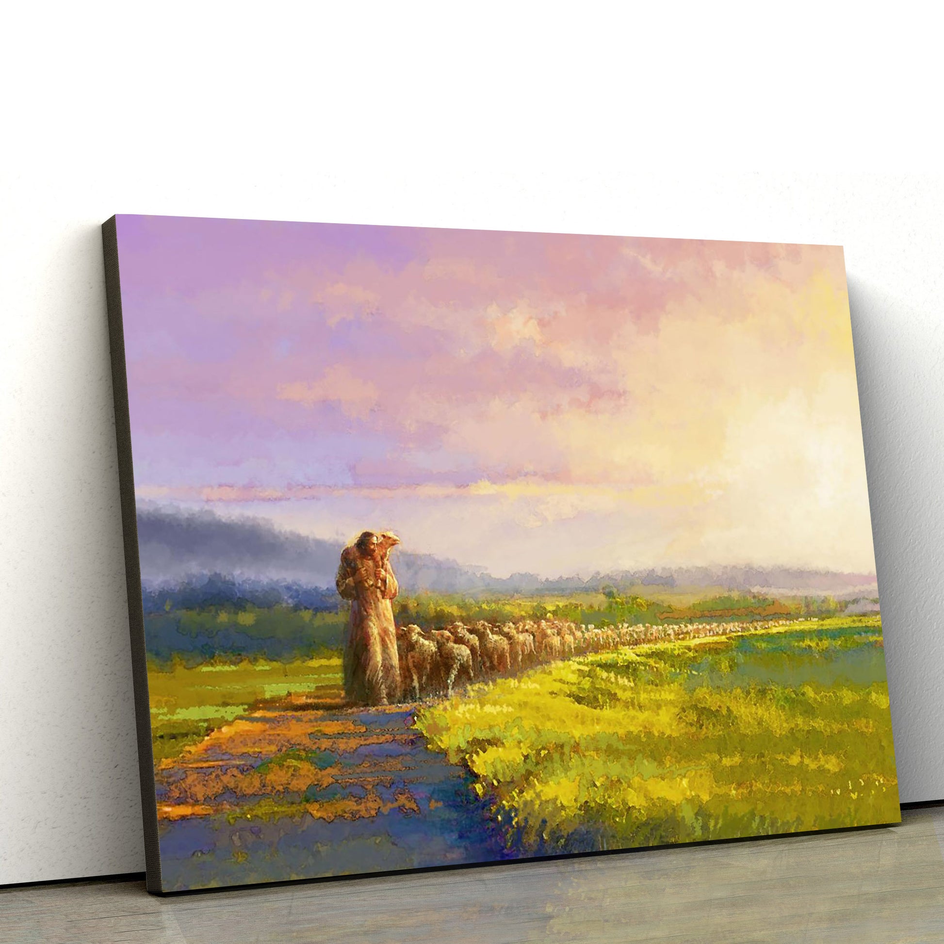 Jesus And The Lamb Picture - Going Home Canvas Wall Art - Christian Wall Decor