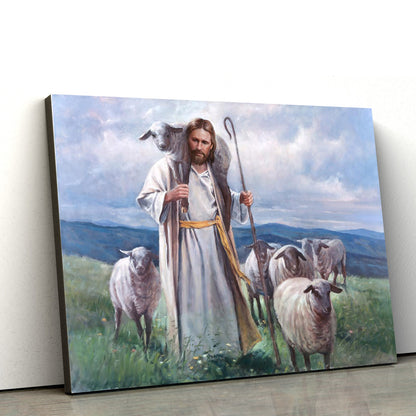 Jesus And The Lamb Picture - Good Shepherd Canvas Wall Art - Christian Wall Decor
