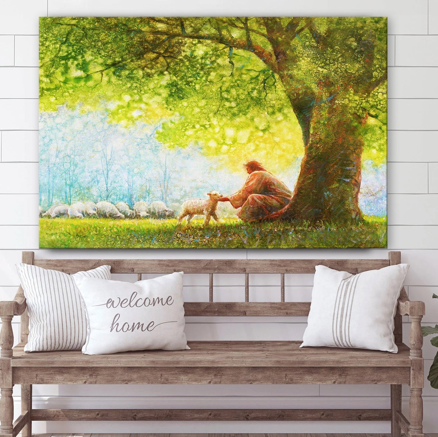 Jesus And The Lamb Picture - He Restoreth My Soul Canvas Wall Art - Christian Wall Decor