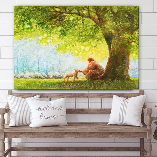 Jesus And The Lamb Picture - He Restoreth My Soul Canvas Wall Art - Christian Wall Decor