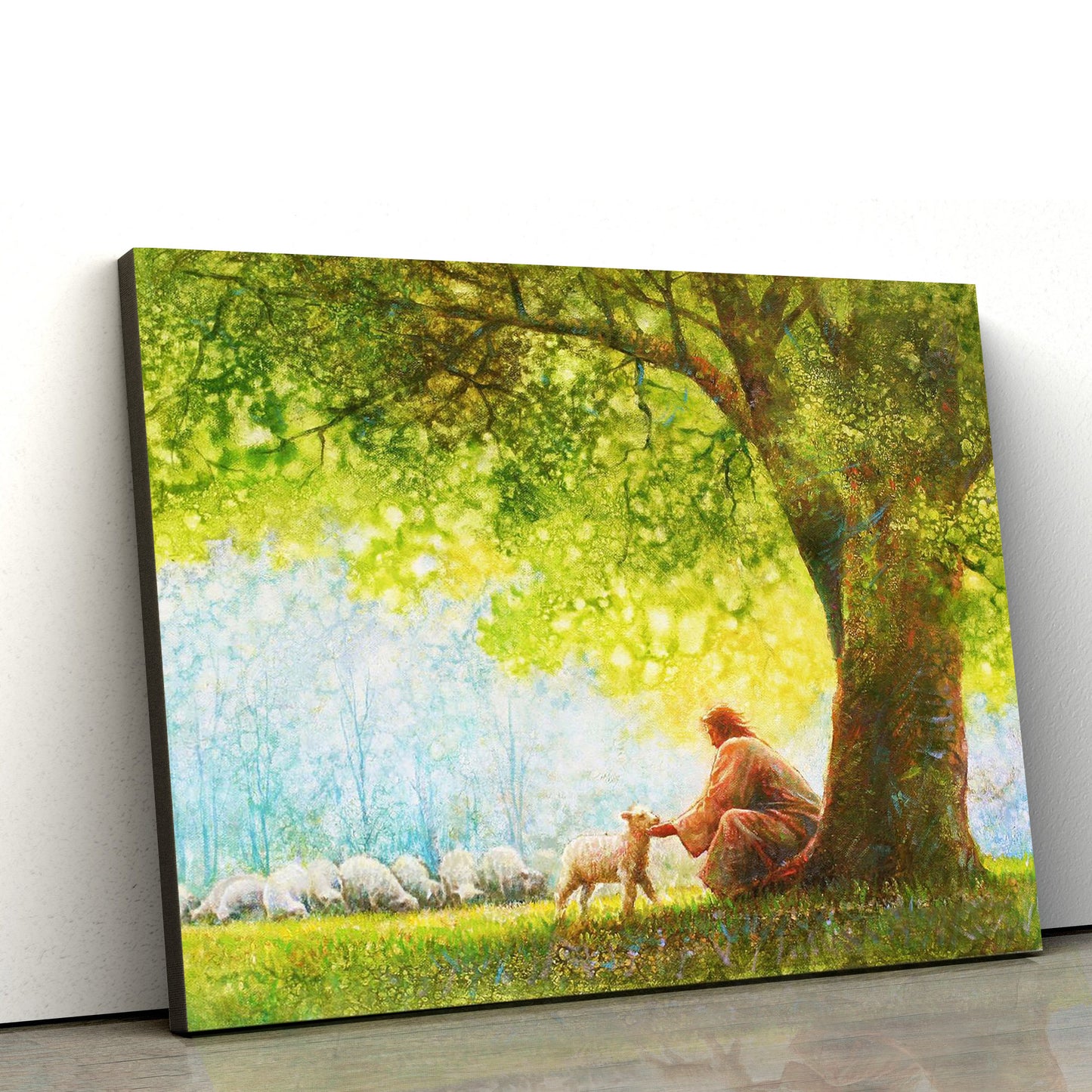 Jesus And The Lamb Picture - He Restoreth My Soul Canvas Wall Art - Christian Wall Decor