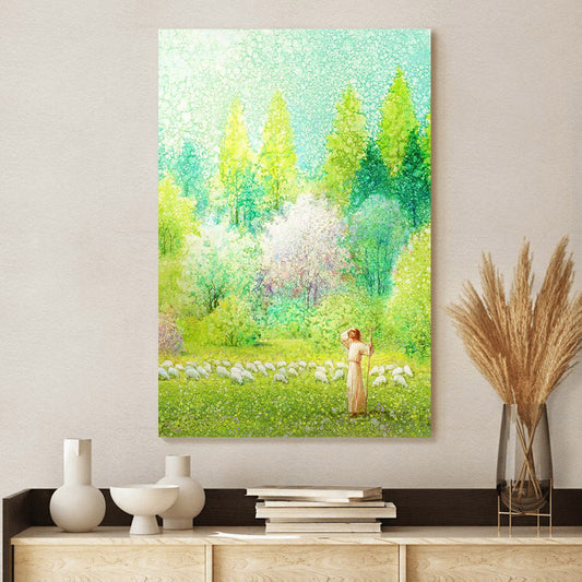 Jesus And The Lamb Picture - He Shall Find What Is Lost Portrait Canvas Wall Art - Christian Wall Decor