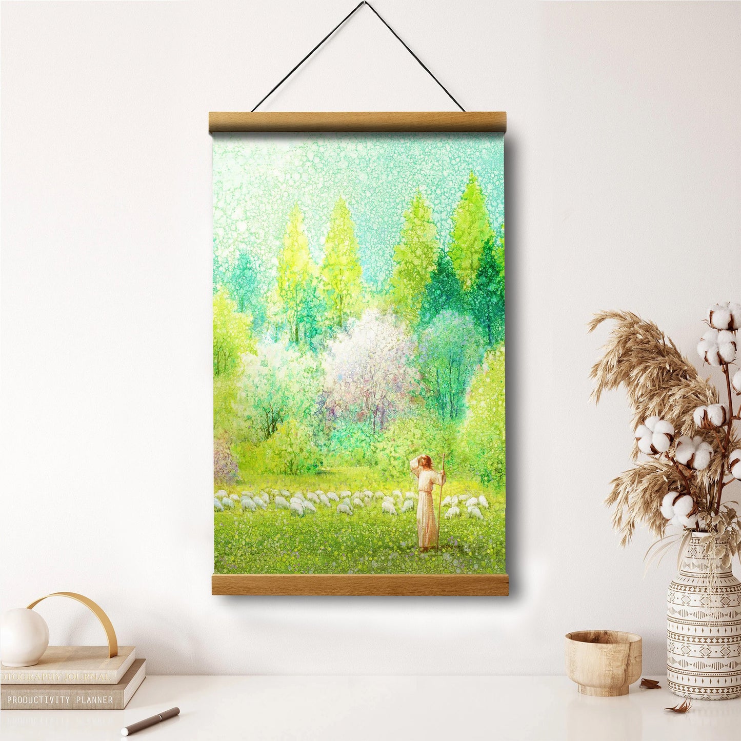 Jesus And The Lamb Picture - He Shall Find What Is Lost Portrait Hanging Canvas Wall Art - Christian Wall Decor - Religious Canvas