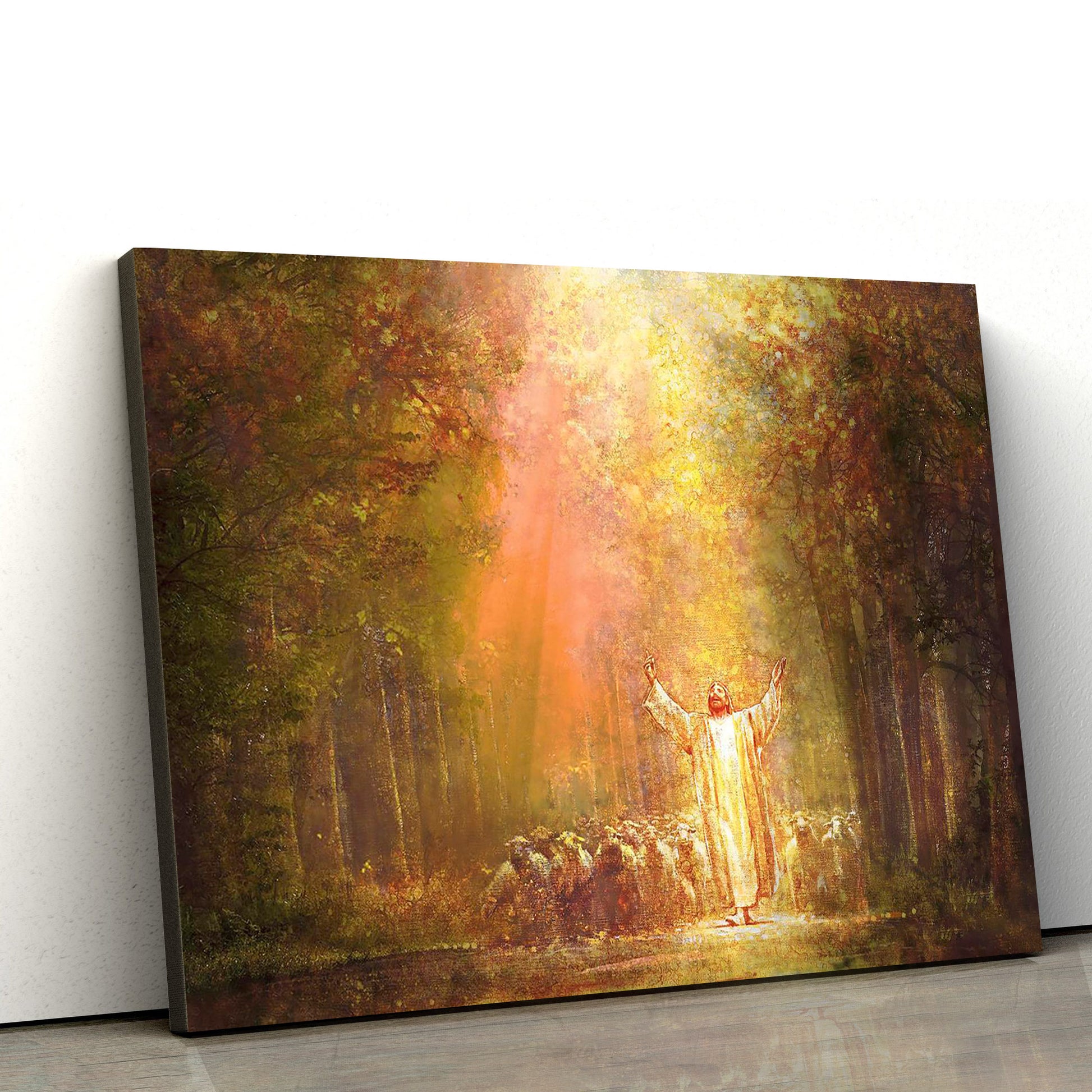 Jesus And The Lamb Picture - Heaven's Glow Canvas Wall Art - Christian Wall Decor