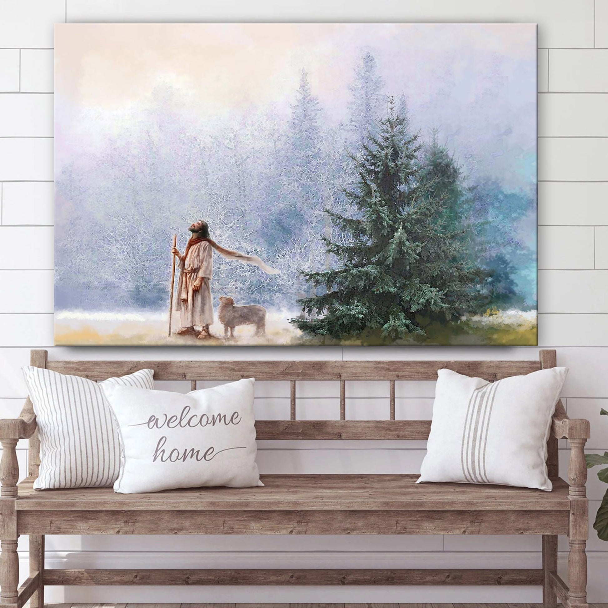 Jesus And The Lamb Picture - Heavenward Canvas Wall Art - Christian Wall Decor