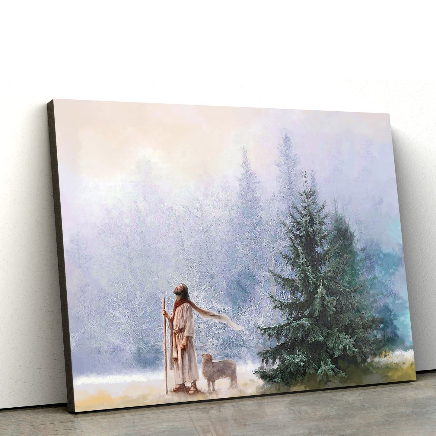 Jesus And The Lamb Picture - Heavenward Canvas Wall Art - Christian Wall Decor
