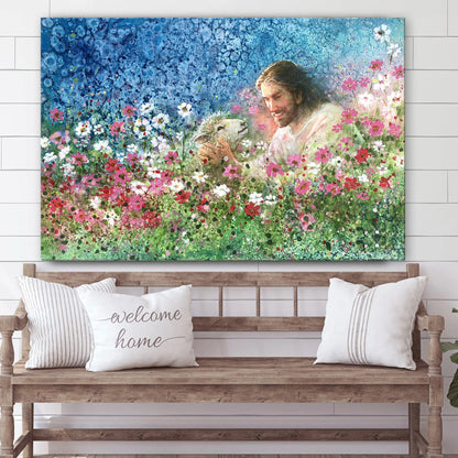 Jesus And The Lamb Picture - I Will Never Forsake Thee Canvas Wall Art - Christian Wall Decor