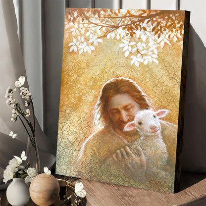 Jesus And The Lamb Picture - In Gods Favor Portrait Canvas Wall Art - Christian Wall Decor